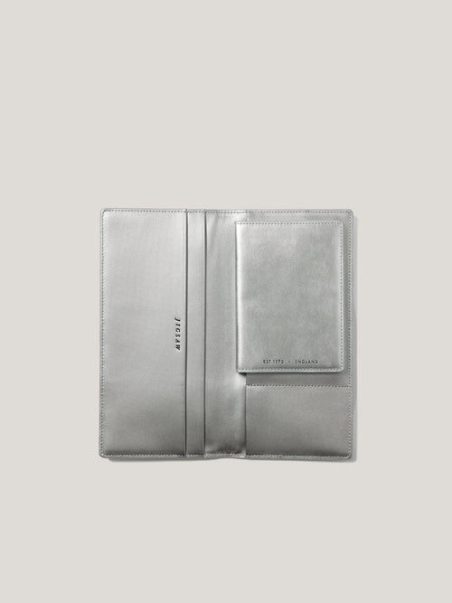 Leather Travel Document Holder | Silver