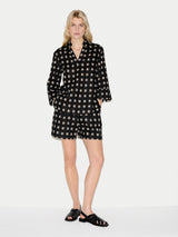 Geo Check Linen Tunic | Black