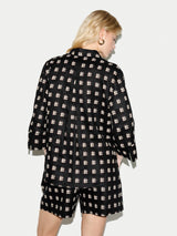 Geo Check Linen Tunic | Black
