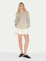 Geo Check Linen Tunic | Cream