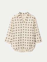 Geo Check Linen Tunic | Cream