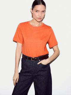 Supima Cotton Crew Neck T-shirt | Orange