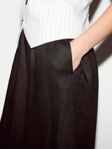 Linen Wide Leg Palazzo | Brown