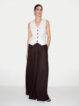 Linen Wide Leg Palazzo | Brown