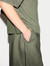 Linen Wide Leg Palazzo | Khaki
