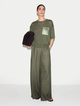 Linen Wide Leg Palazzo | Khaki