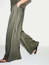 Linen Wide Leg Palazzo | Khaki
