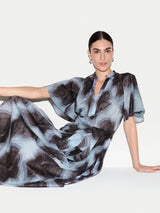 Tiger Orchid Cotton Midi Dress | Blue