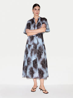 Tiger Orchid Cotton Midi Dress | Blue