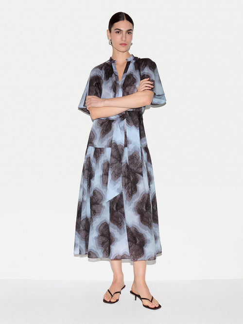 Tiger Orchid Cotton Midi Dress | Blue