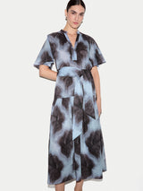 Tiger Orchid Cotton Midi Dress | Blue