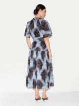 Tiger Orchid Cotton Midi Dress | Blue
