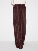Mara Long Pinstripe Trouser | Brown