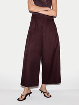 Wide Leg Cotton Poplin Trouser | Purple