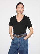 Supima Cotton V Neck T-shirt | Black