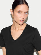 Supima Cotton V Neck T-shirt | Black