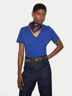 Supima Cotton V Neck T-shirt | Poppy Blue