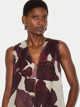 Iris Leaf Linen Dress | Burgundy