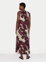 Iris Leaf Linen Dress | Burgundy