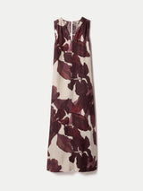 Iris Leaf Linen Dress | Burgundy