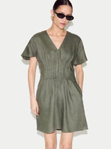 Pintuck Linen Dress | Khaki