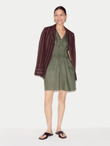Pintuck Linen Dress | Khaki