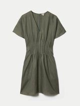Pintuck Linen Dress | Khaki