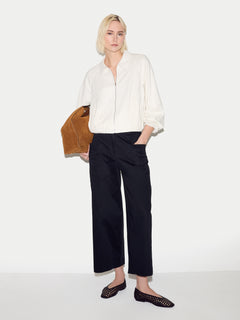 Cotton High Waisted Trouser | Black