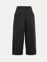 Cotton High Waisted Trouser | Black