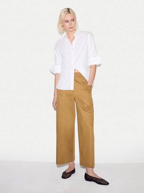 Cotton High Waisted Trouser | Brown