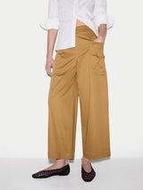 Cotton High Waisted Trouser | Brown