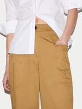 Cotton High Waisted Trouser | Brown