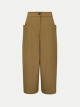 Cotton High Waisted Trouser | Brown