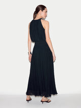 Plisse Viscose Smocked Dress | Navy