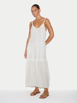 Textured Cotton Maxi Dress | White