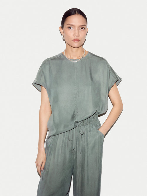 Cupro Relaxed T-shirt | Khaki