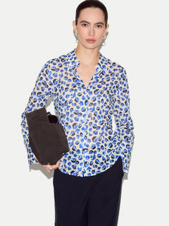 Ditsy Poppy Cotton Shirt | Blue