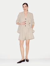 Linen Cotton Stripe Short | Beige