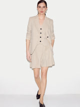 Linen Cotton Stripe Short | Beige
