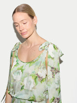 Sketch Rose Tie Maxi Dress | Green