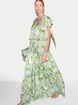 Sketch Rose Tie Maxi Dress | Green