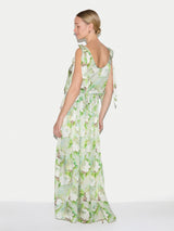 Sketch Rose Tie Maxi Dress | Green