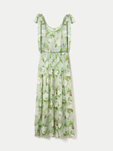 Sketch Rose Tie Maxi Dress | Green