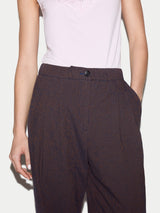 Cotton Linen Stripe Relaxed Trouser | Navy