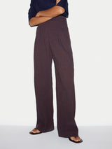 Cotton Linen Stripe Relaxed Trouser | Navy
