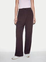 Cotton Linen Stripe Relaxed Trouser | Navy