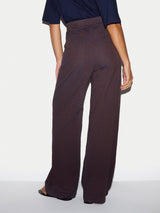 Cotton Linen Stripe Relaxed Trouser | Navy