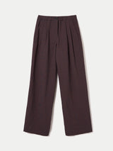 Cotton Linen Stripe Relaxed Trouser | Navy