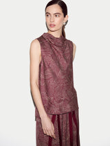Optic Swirl Cowl Neck Top | Red