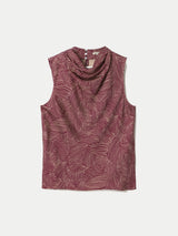 Optic Swirl Cowl Neck Top | Red